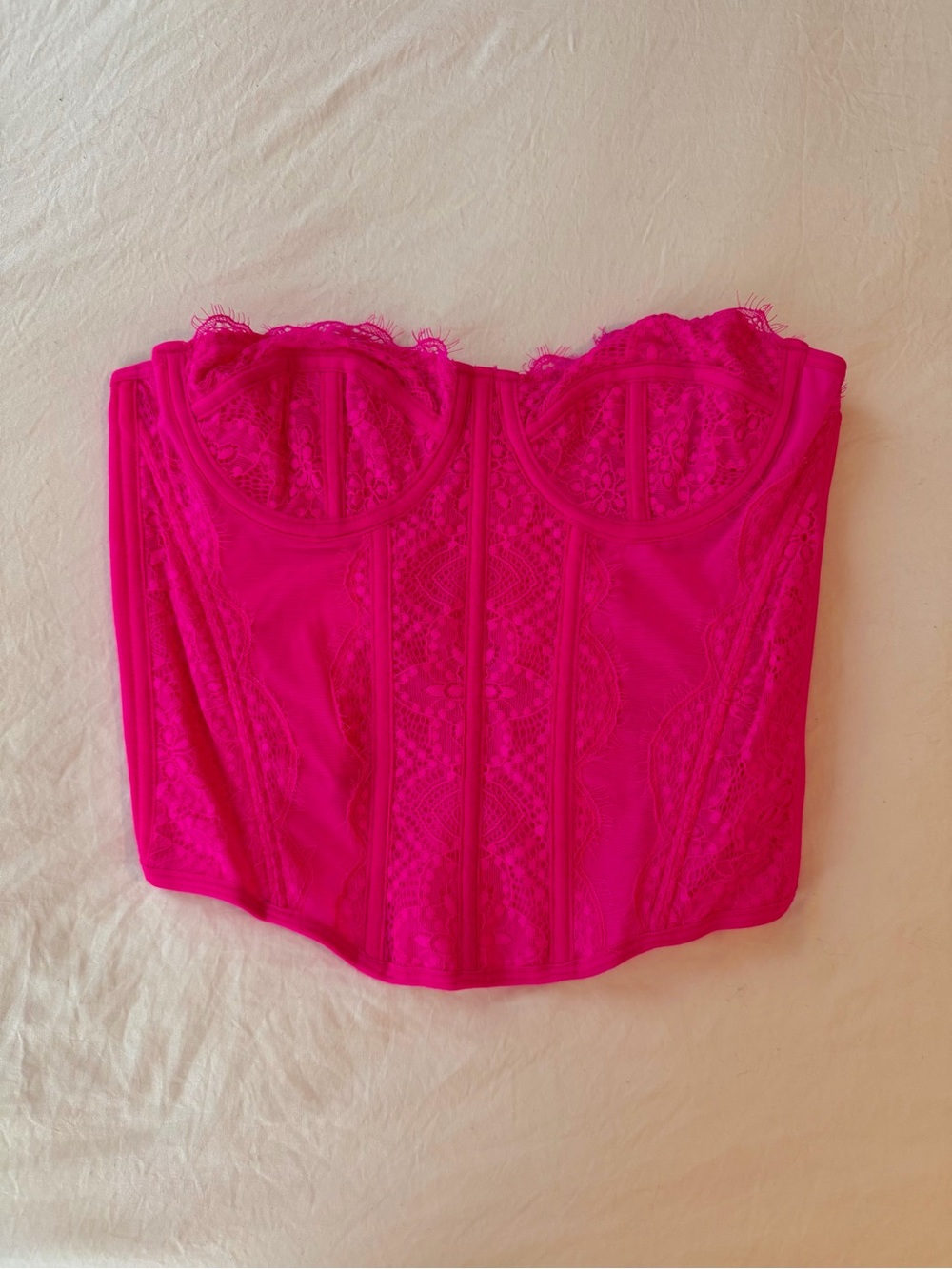Fuchsia Lace Bustier Top - Women's Strapless Corset